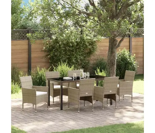 7 Daļu Dārza Ēdamgalda Komplekts Bēšā Poliratanā Vidaxl