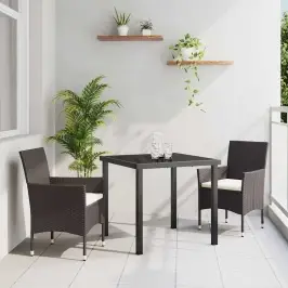 Sodo Valgomojo Komplektas Su Pagalve 3 Pcs Ruda Poli Ratanas