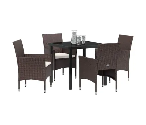 5 Daļu Dārza Ēdamgalds Brūnā Poli Rattan Vidaxl