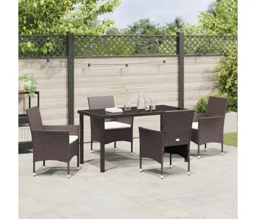 5 Daļu Dārza Galda Komplekts Brūnā Poliratanā Vidaxl