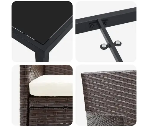 7 Daļu Dārza Ēdamgalds Brūnā Poliratānā Vidaxl