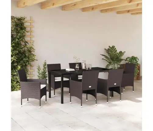 7 Daļu Dārza Ēdamgalds Brūnā Poliratānā Vidaxl