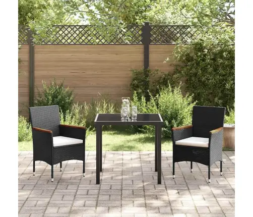 Dārza Ēdamgalds Ar Spilvenu 3 Pcs Melna Poliūtu Rotangpalma Vidaxl