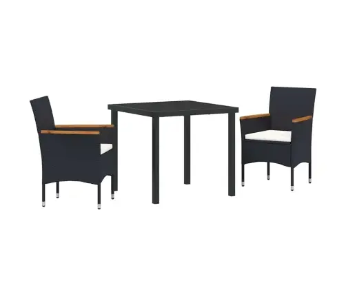 Dārza Ēdamgalds Ar Spilvenu 3 Pcs Melna Poliūtu Rotangpalma Vidaxl