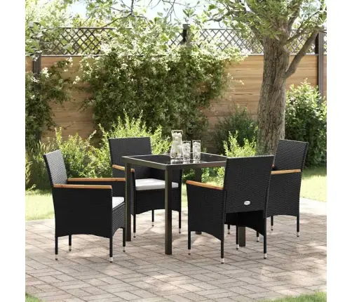 Sodo Valgomojo Komplektas Su Pagalve 5 Pcs Juoda Poliratanas