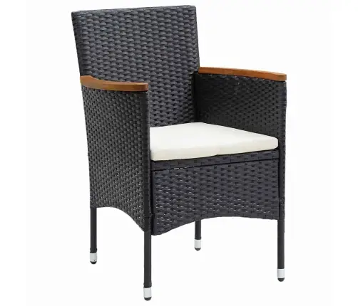 Sodo Valgomojo Komplektas Su Pagalve 5 Pcs Juoda Poliratanas