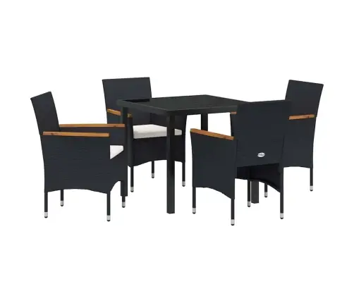 Sodo Valgomojo Komplektas Su Pagalve 5 Pcs Juoda Poliratanas