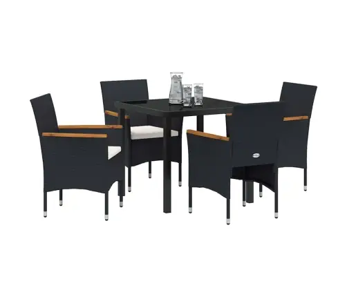 Sodo Valgomojo Komplektas Su Pagalve 5 Pcs Juoda Poliratanas