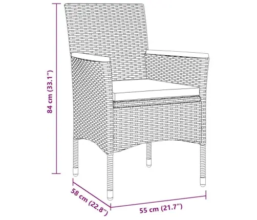 Sodo Valgomojo Komplektas Su Pagalve 5 Pcs Juoda Poliratanas