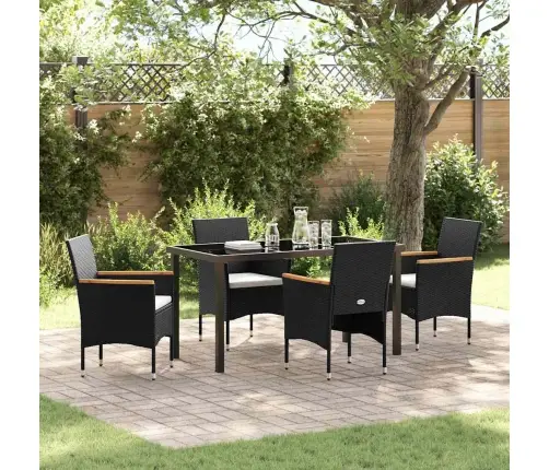 5 Daļu Dārza Ēdamgalda Komplekts Melnā Poliratanā Vidaxl