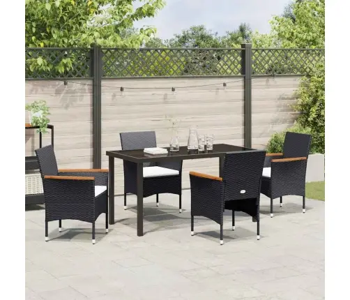 5 Daļu Dārza Ēdamgalda Komplekts Melnā Poliratanā Vidaxl
