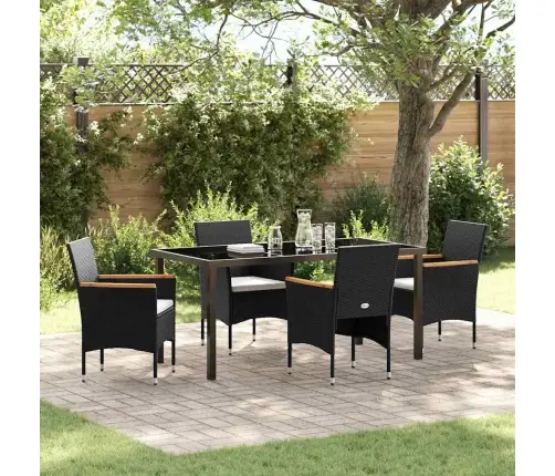 5 Daļu Dārza Ēdamgaldu Komplekts Melns Poli Ratan Vidaxl