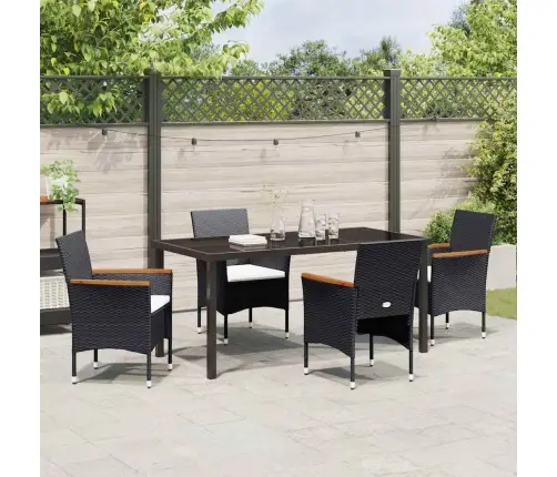 5 Daļu Dārza Ēdamgaldu Komplekts Melns Poli Ratan Vidaxl