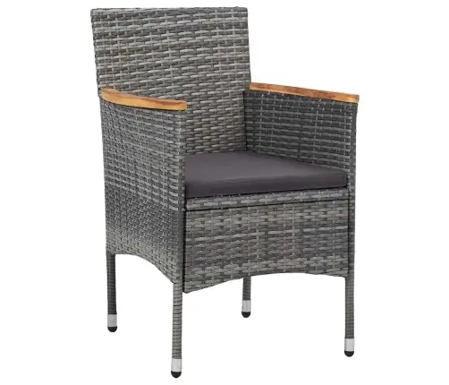 3 Gabalu Dārza Galda Komplekts Pelēkā Polyratānā Vidaxl