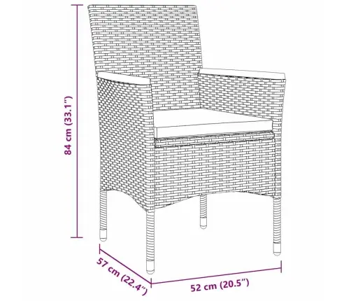 3 Gabalu Dārza Galda Komplekts Pelēkā Polyratānā Vidaxl