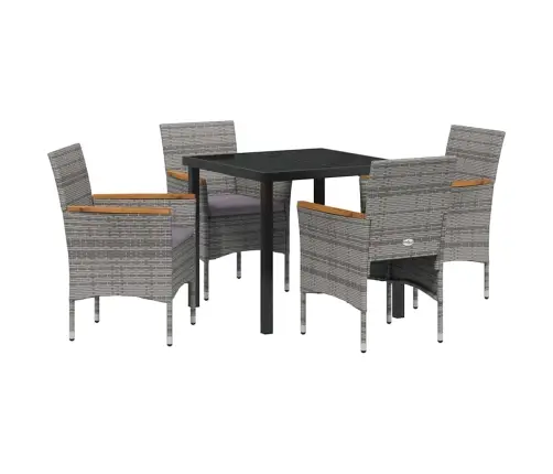 Dārza Ēdamgalds Ar Spilvenu 5 Pcs Pelēka Poliūtu Rotangpalma Vidaxl