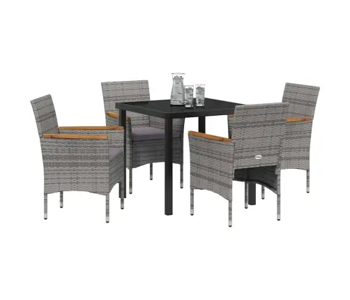 Dārza Ēdamgalds Ar Spilvenu 5 Pcs Pelēka Poliūtu Rotangpalma Vidaxl