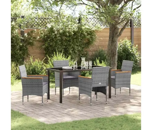 5 Daļu Dārza Ēdamgalds - Pelēks Poliratanas Vidaxl