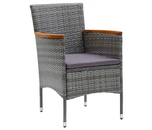 5 Daļu Dārza Ēdamgaldu Komplekts Pelēks Polietilēna Rats Vidaxl