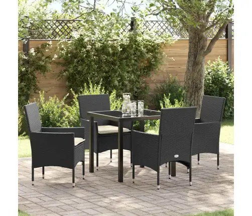 Sodo Valgomojo Komplektas Su Pagalve 5 Pcs Juoda Poliratanas