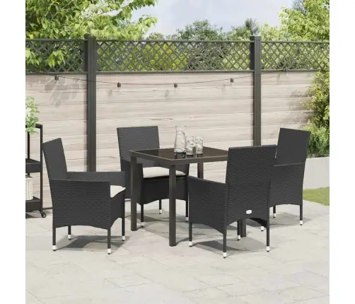 Sodo Valgomojo Komplektas Su Pagalve 5 Pcs Juoda Poliratanas