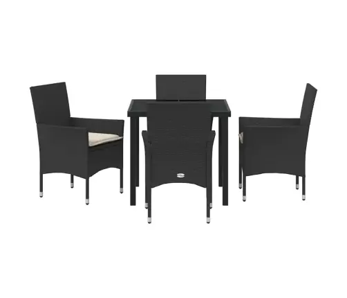 Sodo Valgomojo Komplektas Su Pagalve 5 Pcs Juoda Poliratanas