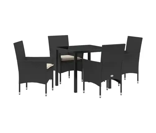 Sodo Valgomojo Komplektas Su Pagalve 5 Pcs Juoda Poliratanas