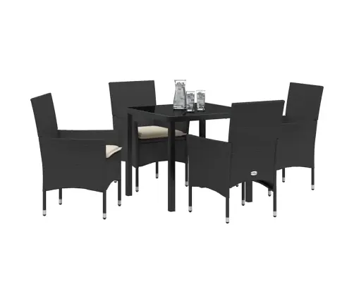 Sodo Valgomojo Komplektas Su Pagalve 5 Pcs Juoda Poliratanas