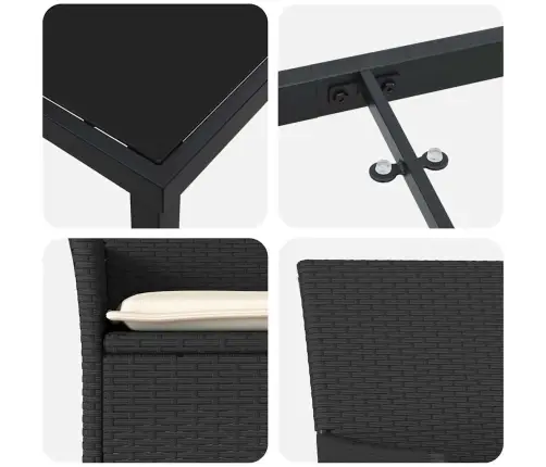 Aia Söögilaudade Komplekt Padjaga 5 Pcs Must Polürotang