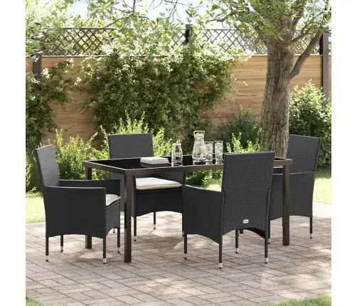 Aia Söögilaudade Komplekt Padjaga 5 Pcs Must Polürotang