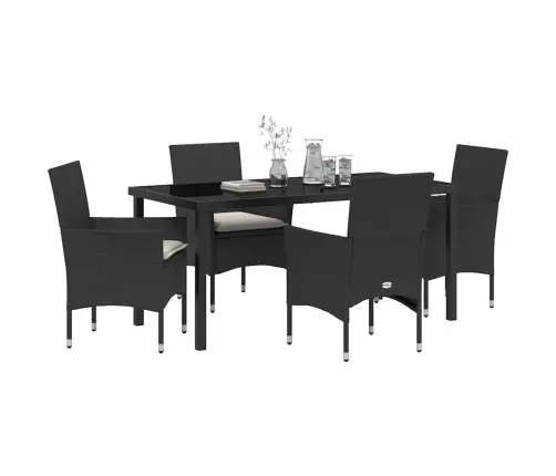 Aia Söögilaudade Komplekt Padjaga 5 Pcs Must Polürotang