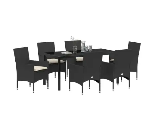 7 Daļu Dārza Galds Ar Spilveniem Melnā Poliratanā Vidaxl