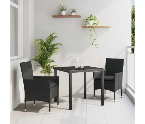 3 Daļu Dārza Galda Komplekts Ar Spilveniem Melnā Poliratanā Vidaxl