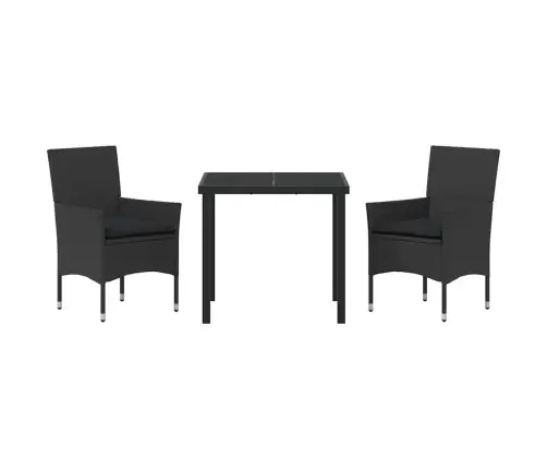 3 Daļu Dārza Galda Komplekts Ar Spilveniem Melnā Poliratanā Vidaxl