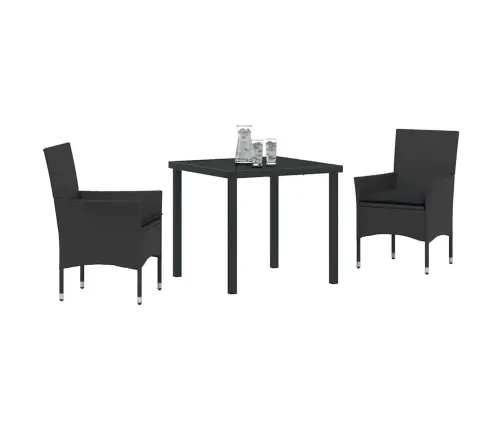 3 Daļu Dārza Galda Komplekts Ar Spilveniem Melnā Poliratanā Vidaxl