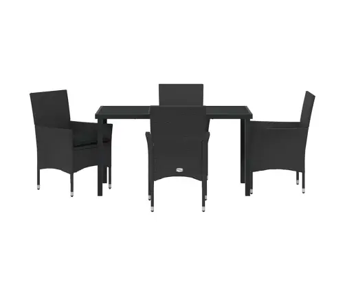 Sodo Valgomojo Komplektas Su Pagalve 5 Pcs Juoda Poliratanas