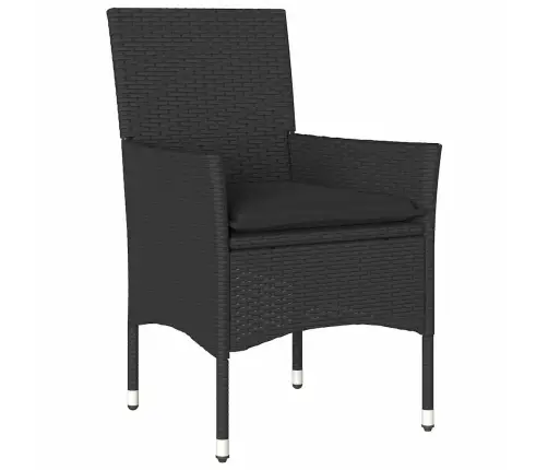 5 Gabalu Dārza Ēdamistaba Komplekts Ar Spilveniem Melnā Polirrattanā Vidaxl