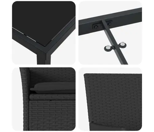 7 Daļīgs Dārza Galds Ar Spilveniem Melnā Poliratanā Vidaxl
