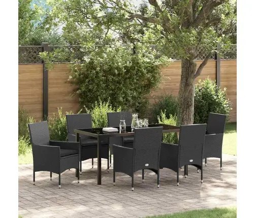 7 Daļīgs Dārza Galds Ar Spilveniem Melnā Poliratanā Vidaxl