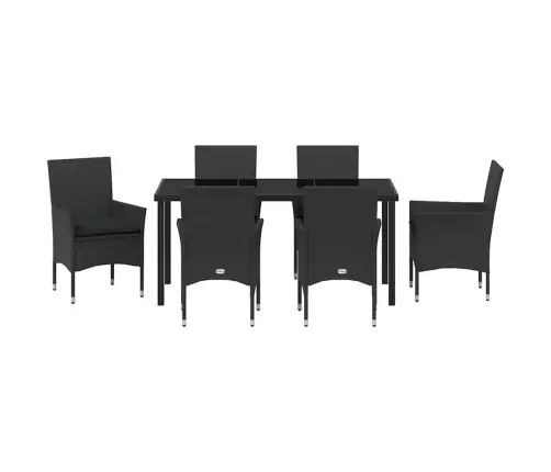 7 Daļīgs Dārza Galds Ar Spilveniem Melnā Poliratanā Vidaxl