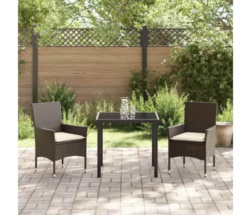 Dārza Ēdamgalds Ar Spilvenu 3 Pcs Brūna 2-Vietīgs Tērauds Vidaxl