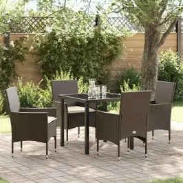 Dārza Ēdamgalds Ar Spilvenu 5 Pcs Brūna Poliratāns Vidaxl