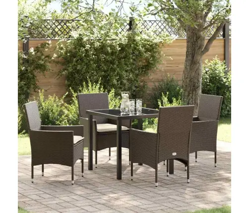 5 Daļu Dārza Komplekts Ar Spilveniem Brūns Polirattan Vidaxl