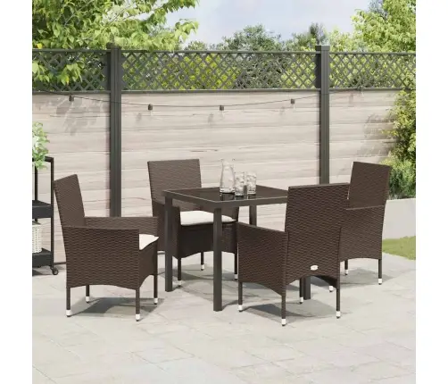 5 Daļu Dārza Komplekts Ar Spilveniem Brūns Polirattan Vidaxl