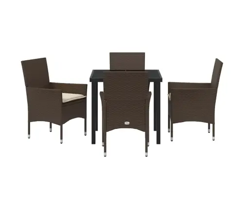 5 Daļu Dārza Komplekts Ar Spilveniem Brūns Polirattan Vidaxl