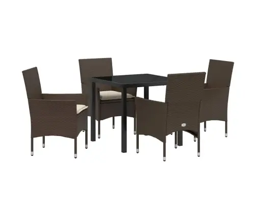 5 Daļu Dārza Komplekts Ar Spilveniem Brūns Polirattan Vidaxl