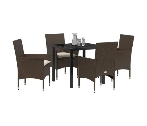 5 Daļu Dārza Komplekts Ar Spilveniem Brūns Polirattan Vidaxl