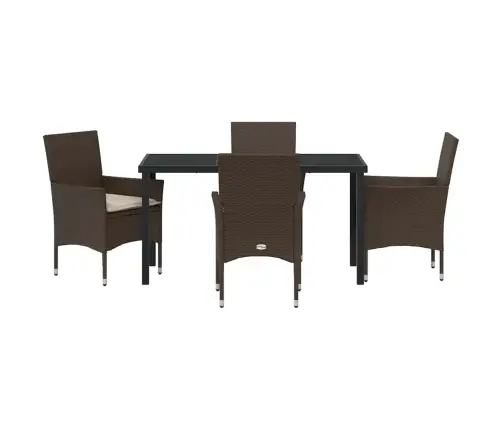 5 Daļu Dārza Galdiņš Ar Spilveniem Brūnā Poliratanā Vidaxl