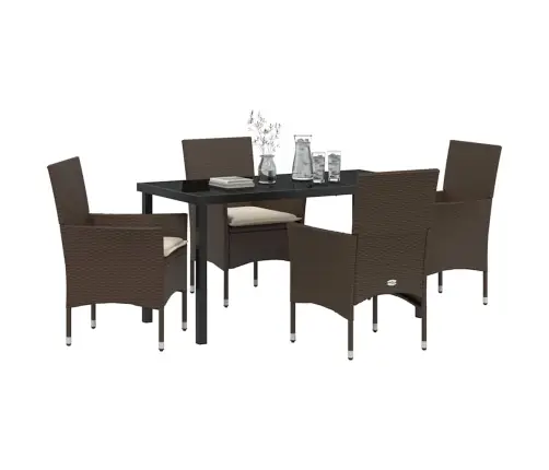 5 Daļu Dārza Galdiņš Ar Spilveniem Brūnā Poliratanā Vidaxl