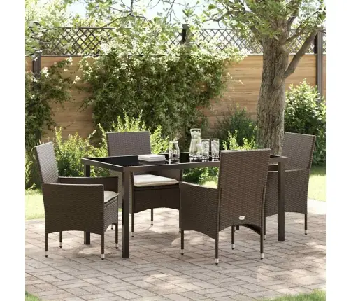 Sodo Valgomojo Komplektas Su Pagalve 5 Pcs Ruda Poliratanas